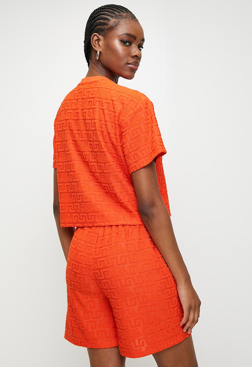 Steve Madden - Ladies ayaan embossed logo top - tangerine