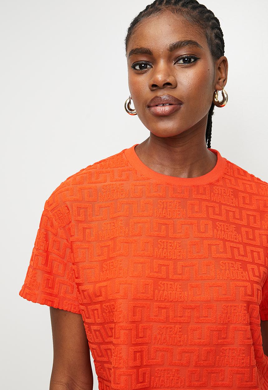 Steve Madden - Ladies ayaan embossed logo top - tangerine