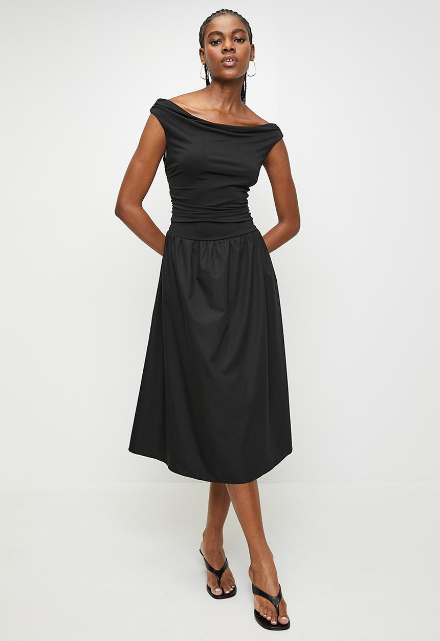 Izabel London - S/less Cowl Neck Skirt and Top - Black