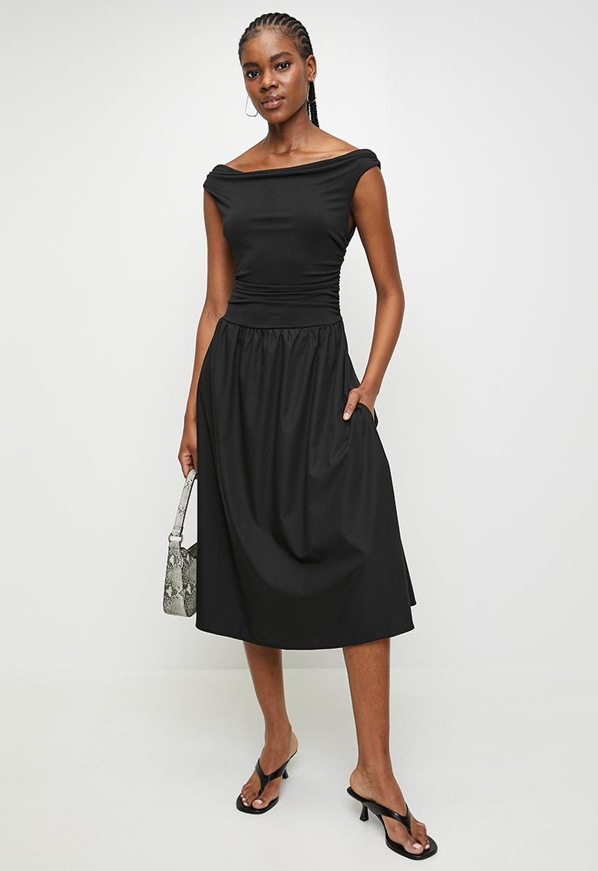 Izabel London - S/less Cowl Neck Skirt and Top - Black
