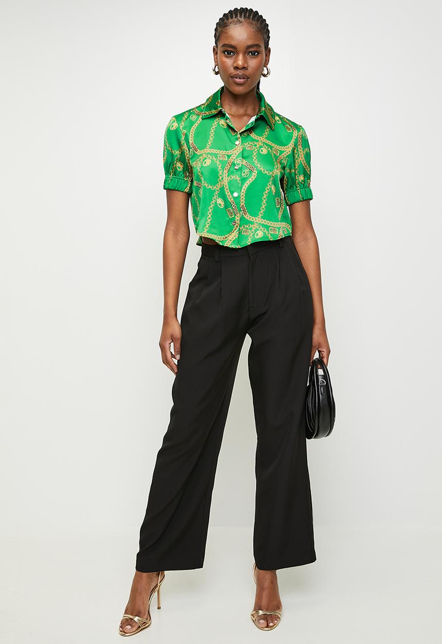 Steve Madden - Ladies zuri cropped short sleeve shirt - green