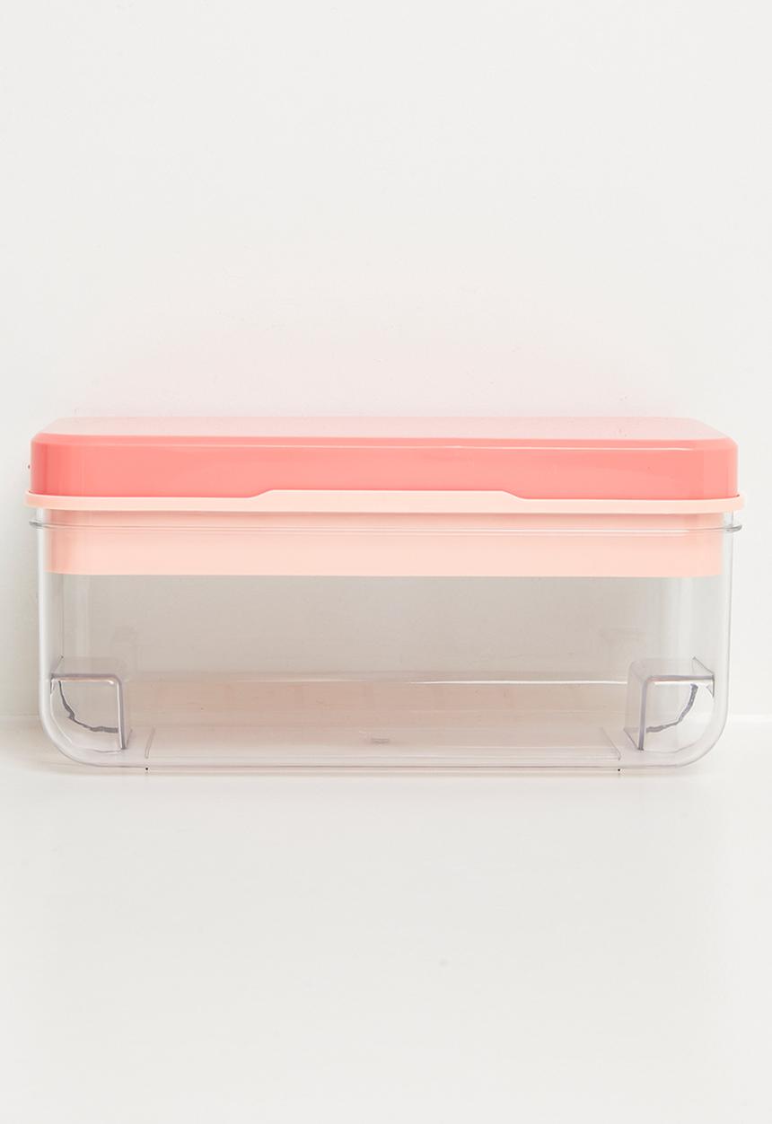 Maisonware - Easy Press Ice Cube Maker Ice box (32 Small Cubes) - Pink