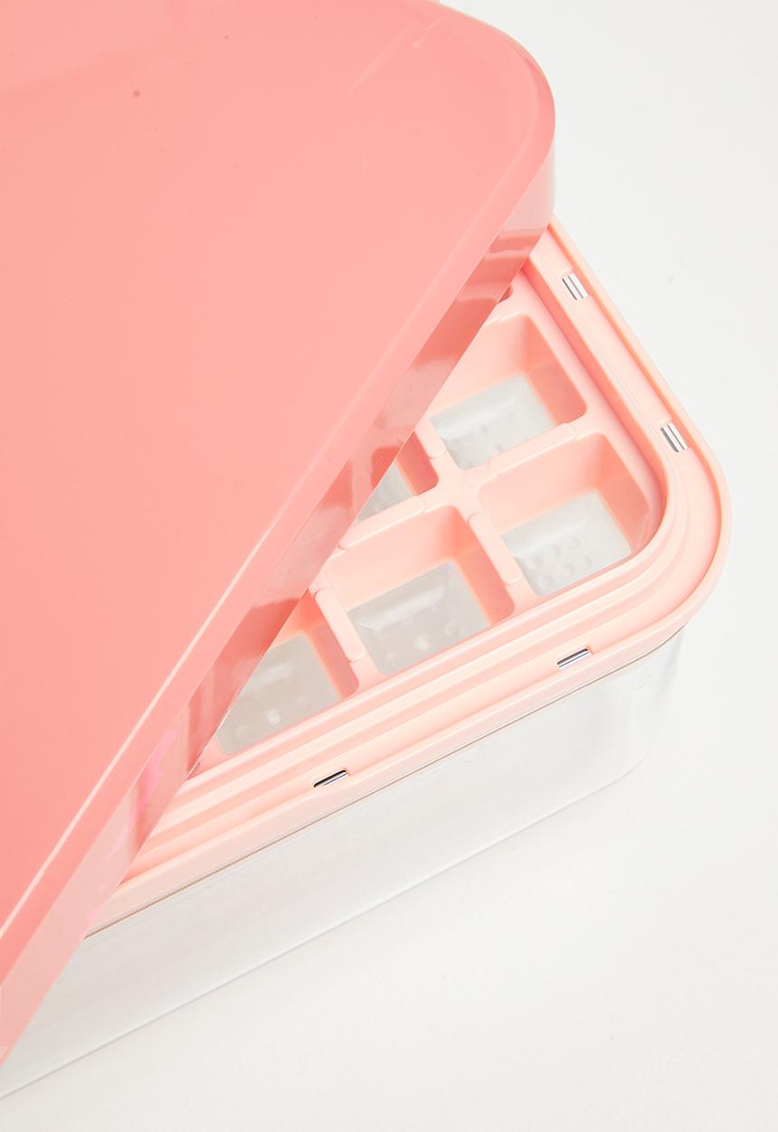 Maisonware - Easy Press Ice Cube Maker Ice box (32 Small Cubes) - Pink