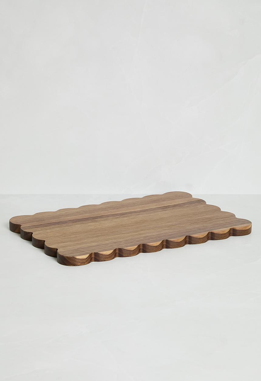 Home Classix - Scalloped Edge Wooden Board 36x24x1.5cm - brown