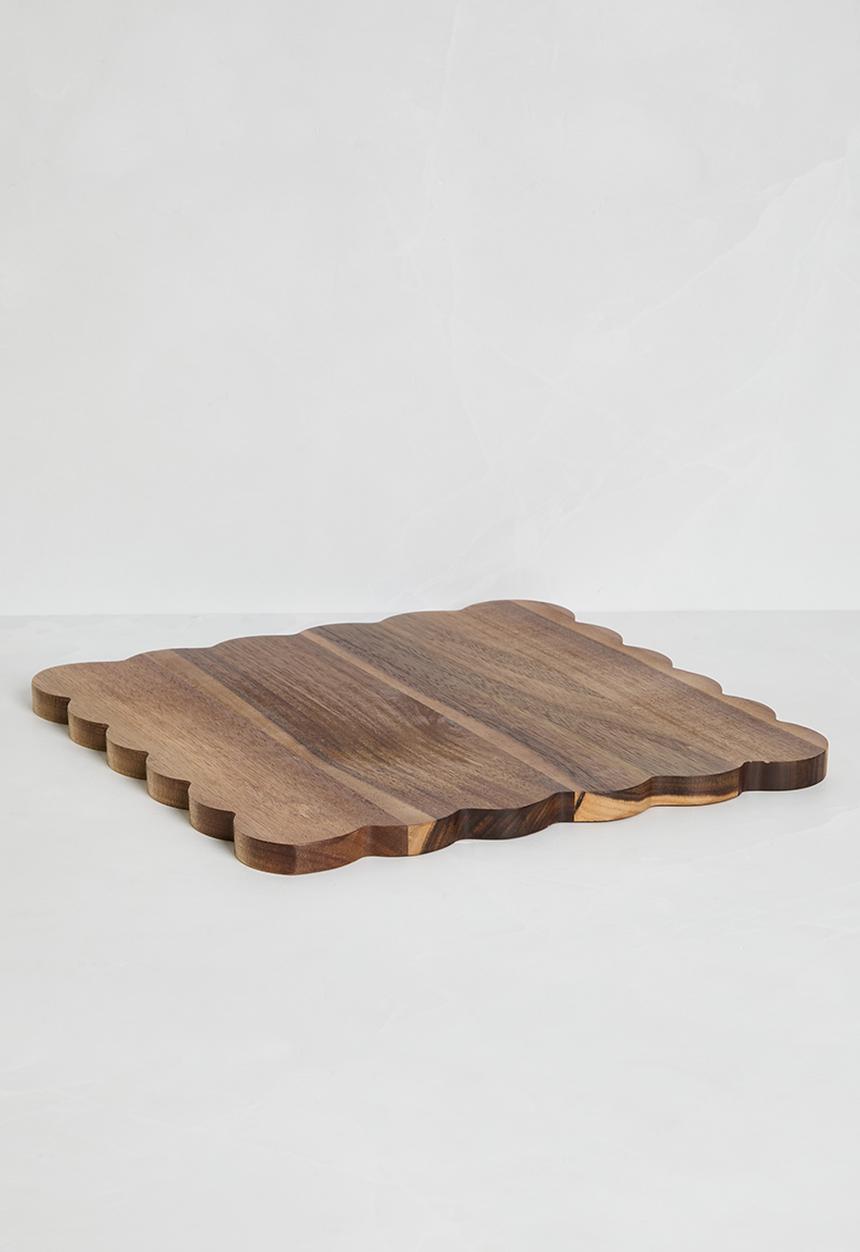 Home Classix - Home Classix Scalloped Edge Wooden Square Board 33x33x1.5cm - brown