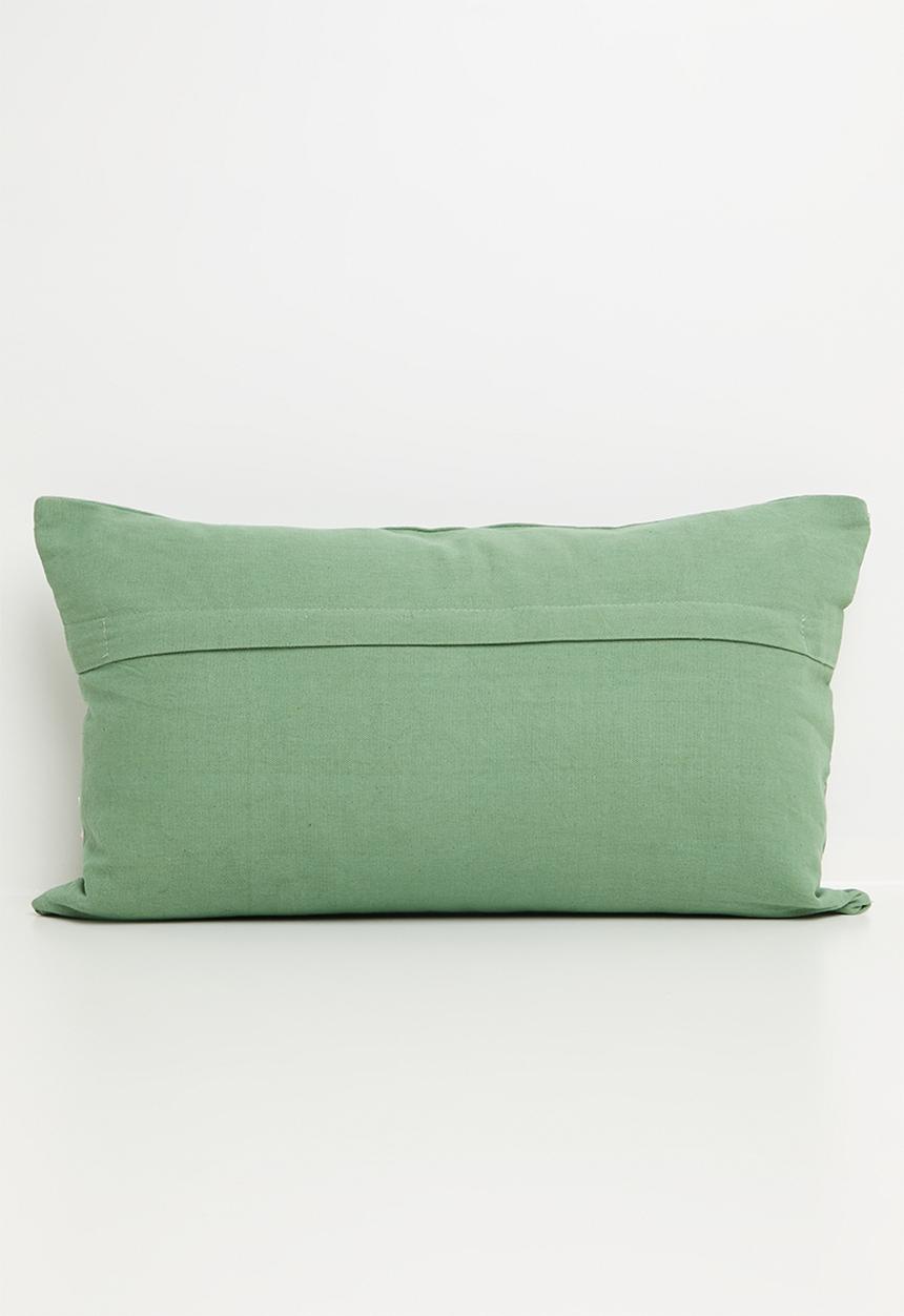Sixth Floor - Tropica embroidered woven cushion cover - olive