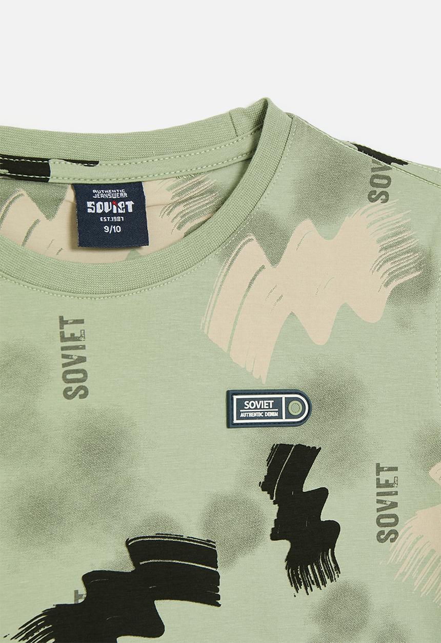 SOVIET - Boys rotary print T-shirt - sage