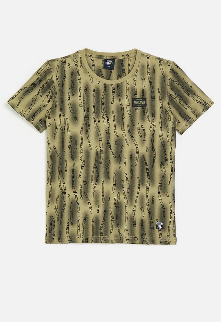 SOVIET - Boys rotary print t-shirt - kelp