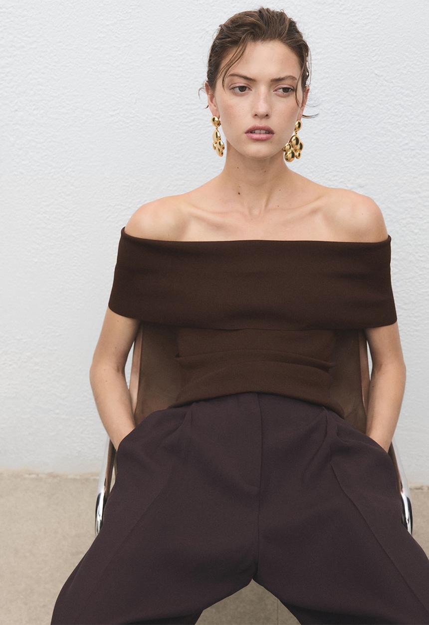 MANGO - Top sesete - dark brown