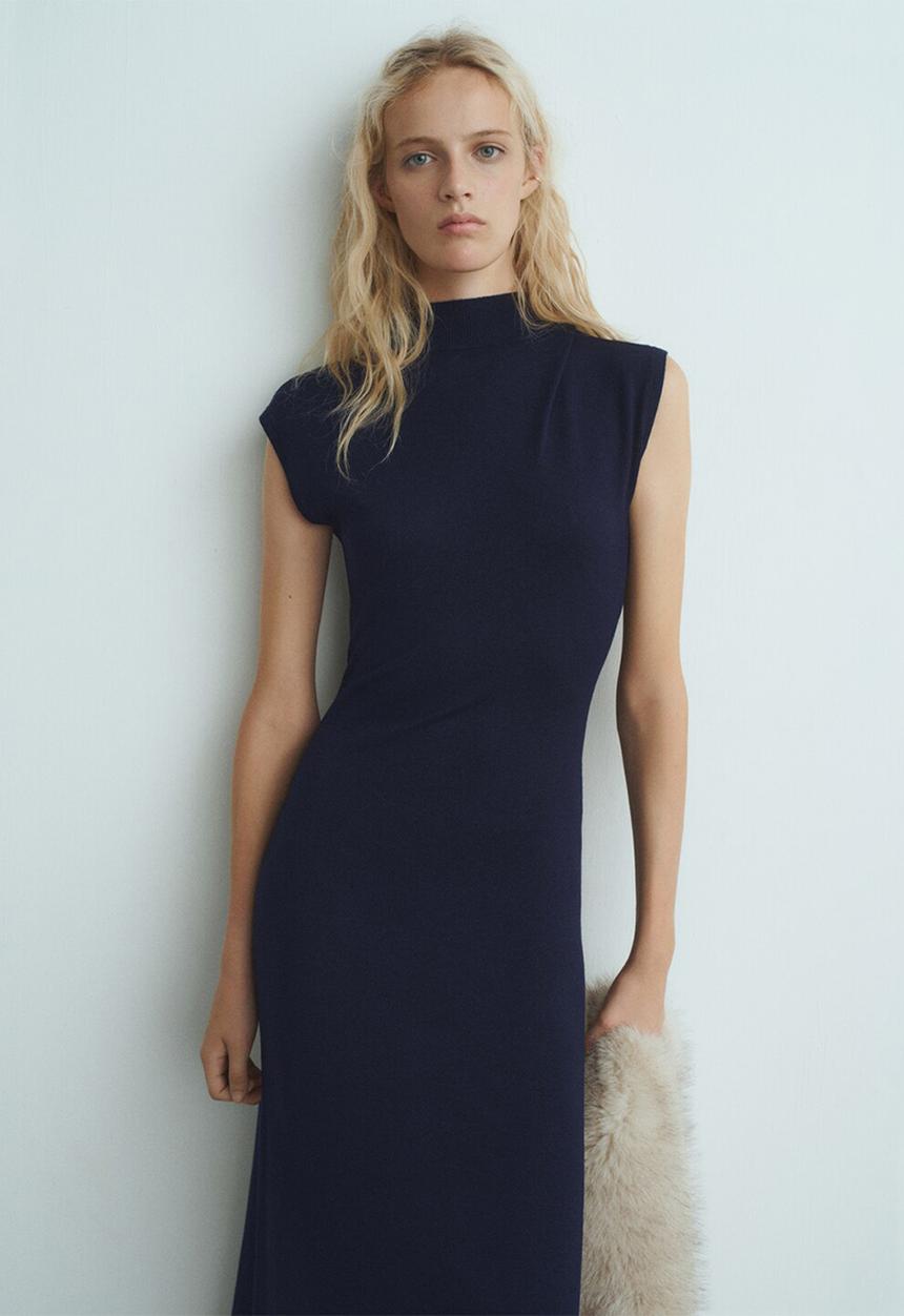 MANGO - Dress pomodore - midnight navy