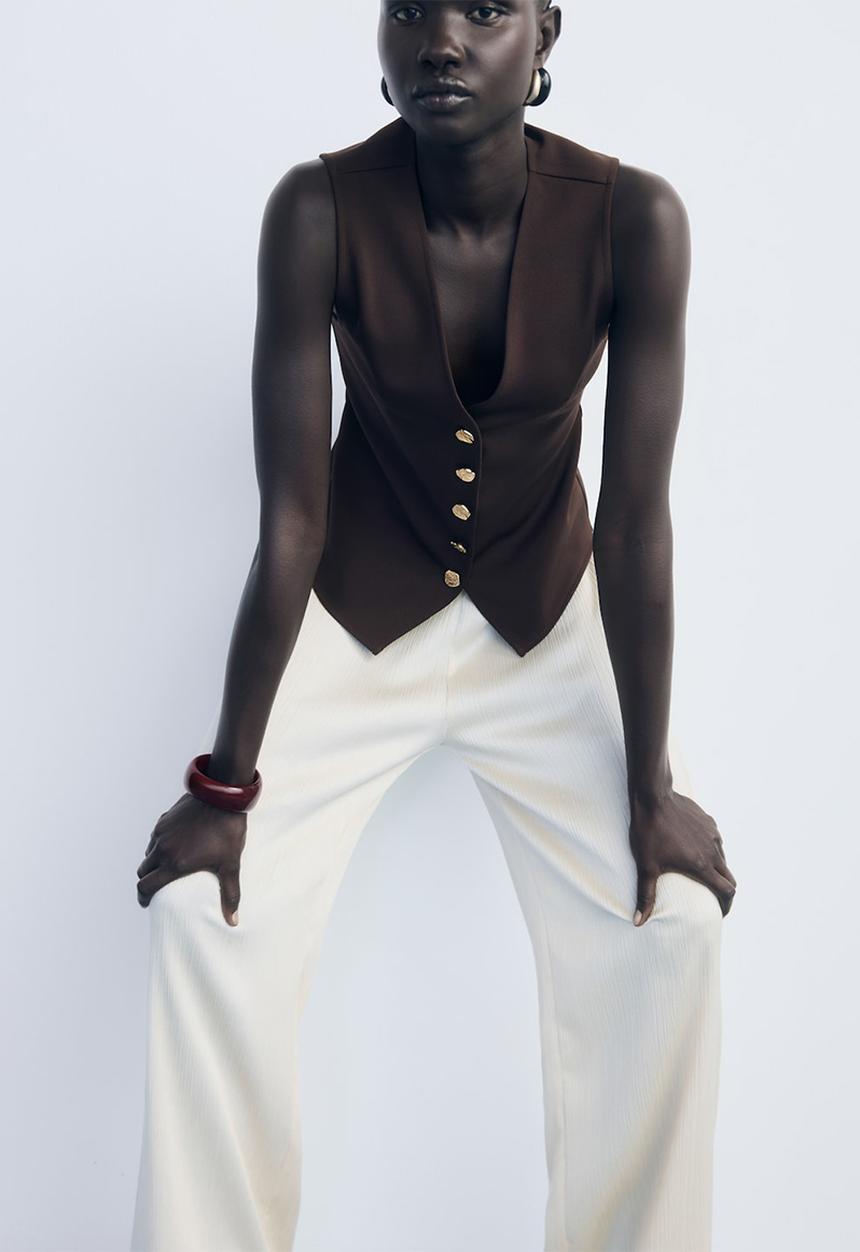 MANGO - Vest salve  - brown