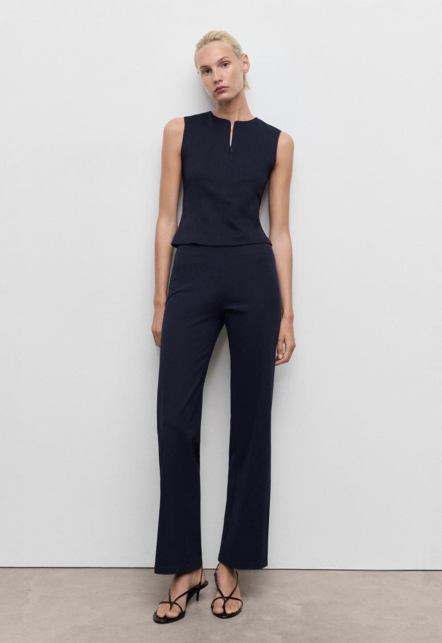 MANGO - Trousers brin -  midnight navy