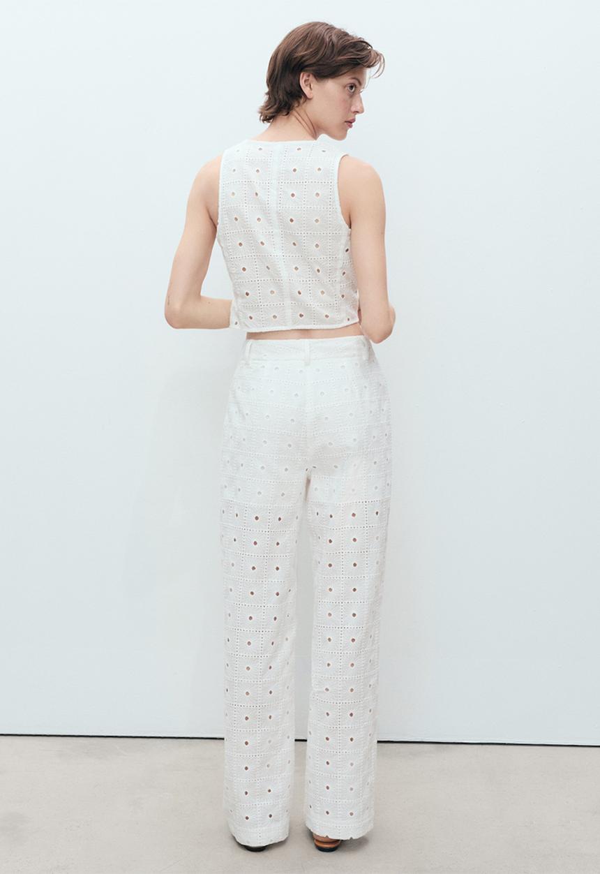 MANGO - Trouser fado - white