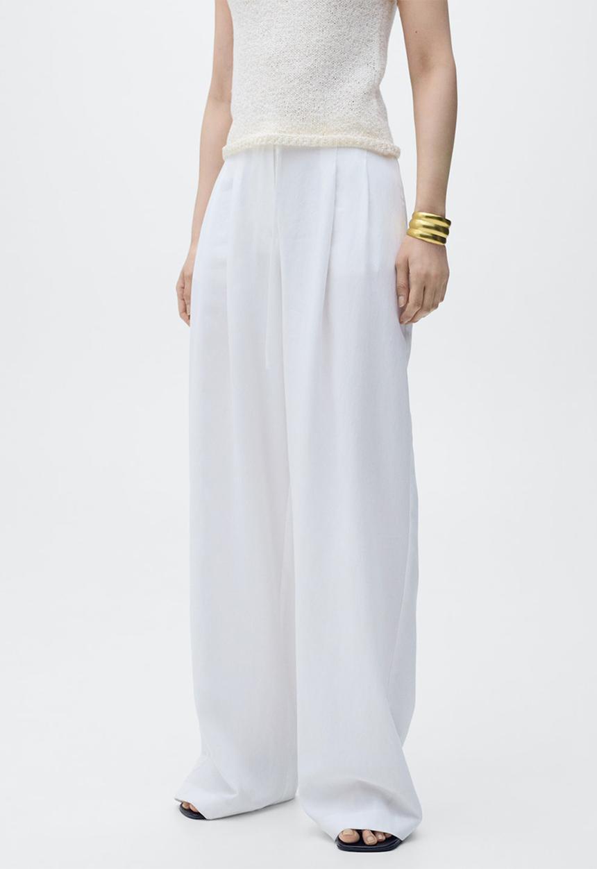 MANGO - Pantalon bonnie - white