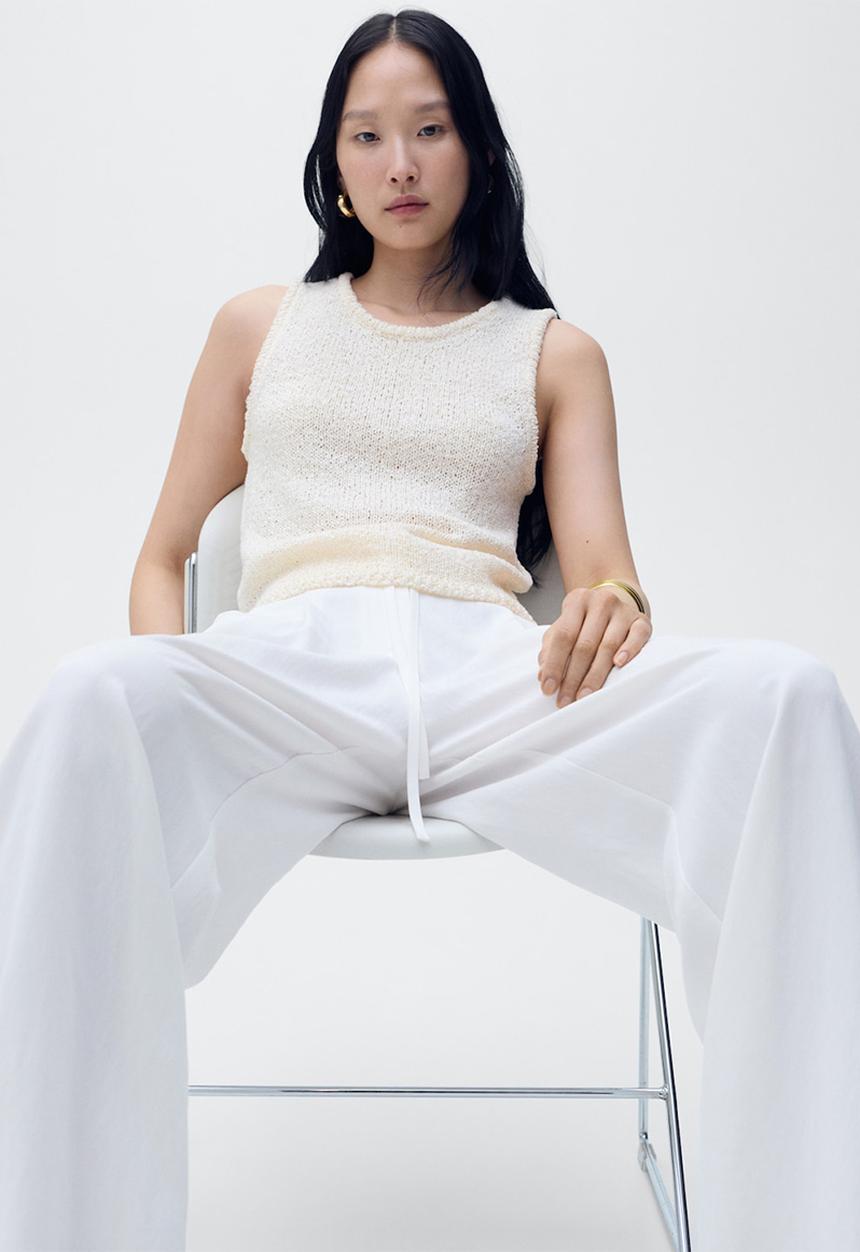 MANGO - Pantalon bonnie - white