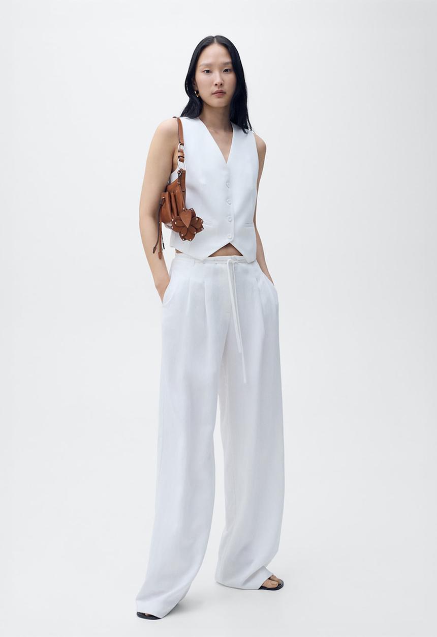MANGO - Pantalon bonnie - white