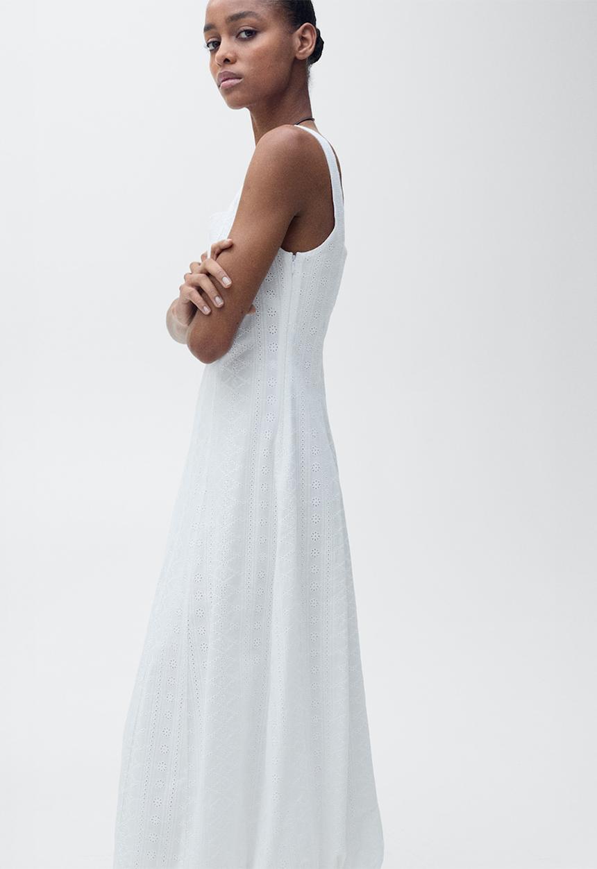 MANGO - Dress pleats -  white