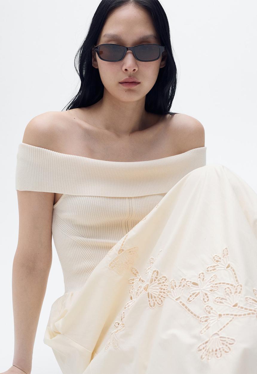 MANGO - Dress tano -  light beige