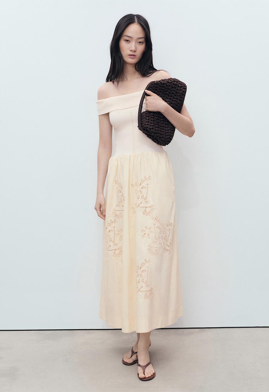 MANGO - Dress tano -  light beige