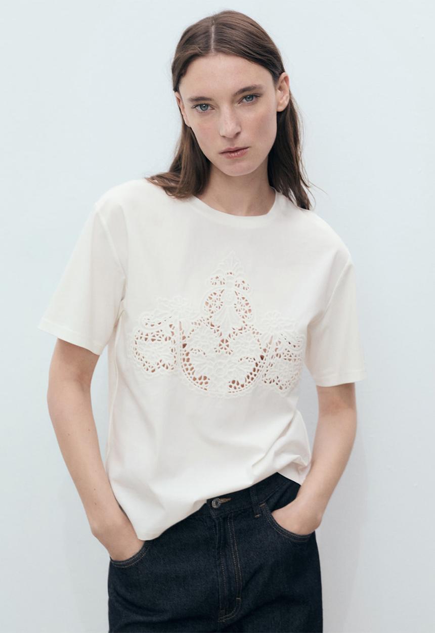 MANGO - T-shirt hen  -  white