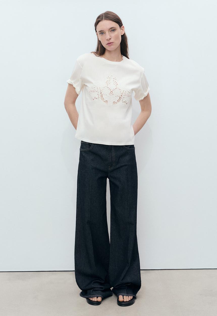 MANGO - T-shirt hen  -  white