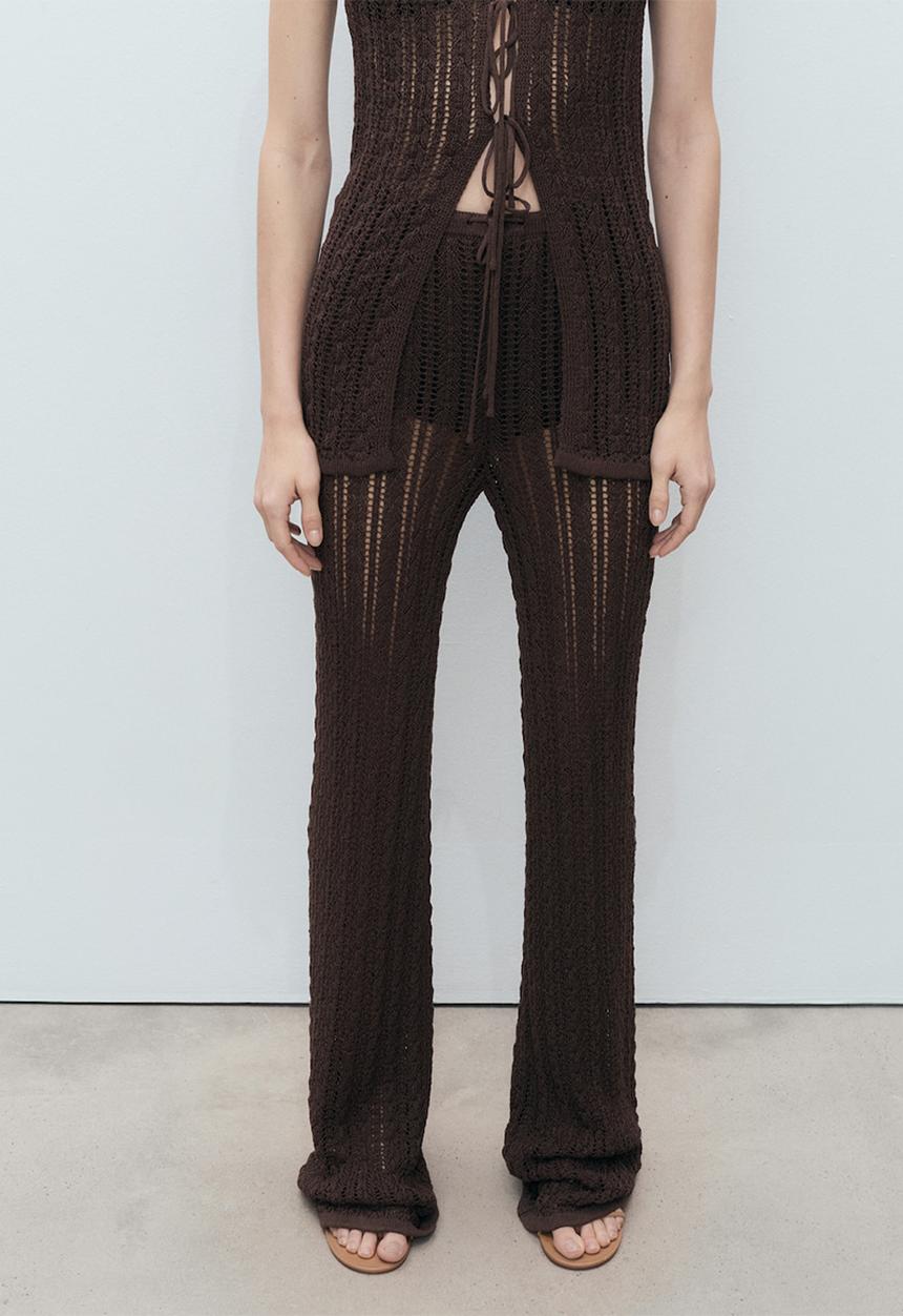 MANGO - Trousers magnolia -  dark brown
