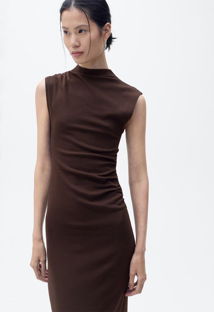 MANGO - Vestido curra - brown
