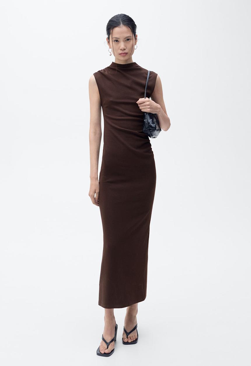 MANGO - Vestido curra - brown