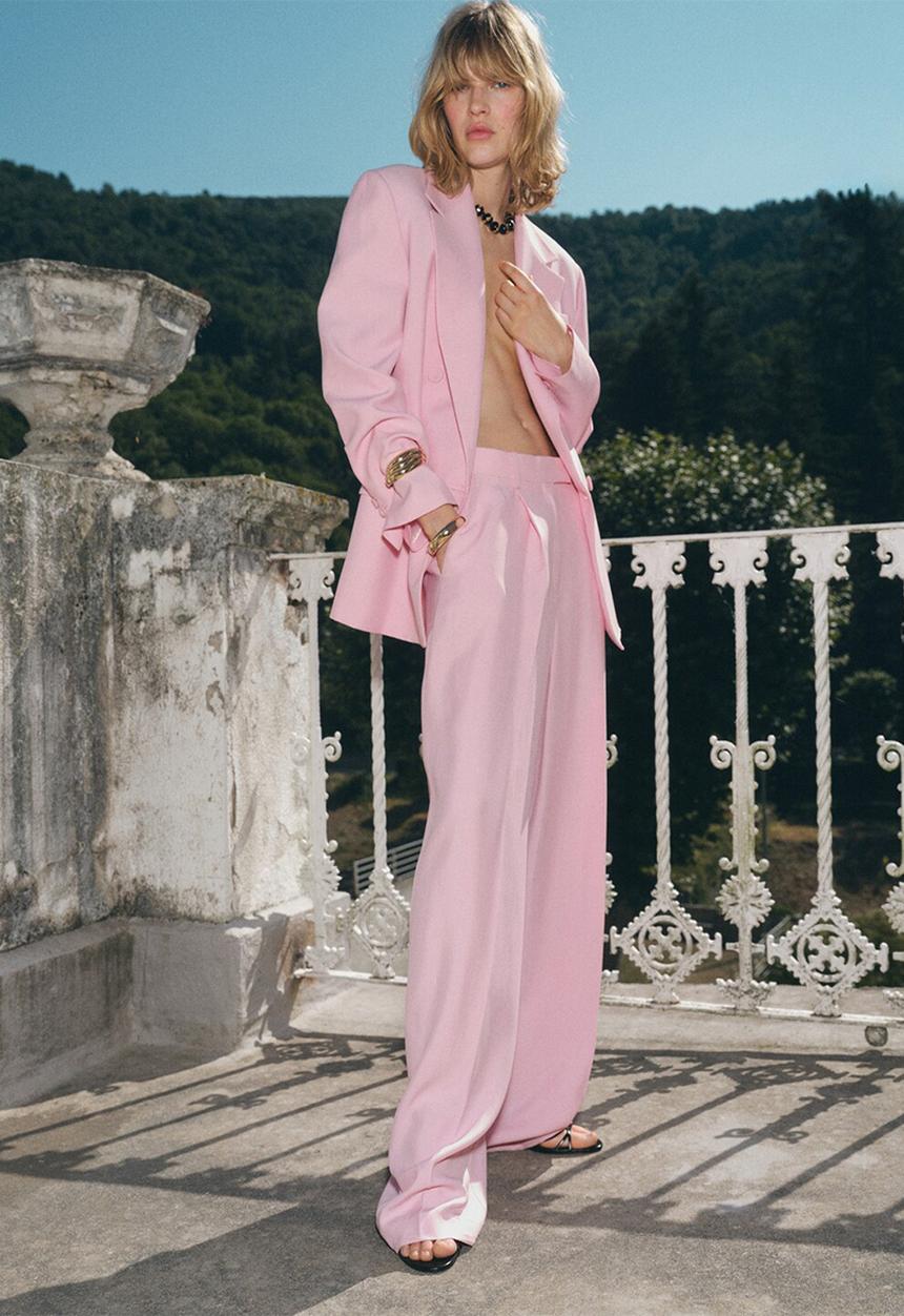 MANGO - Trousers chiado -  pink