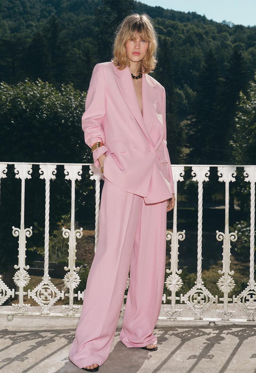MANGO - Trousers chiado -  pink