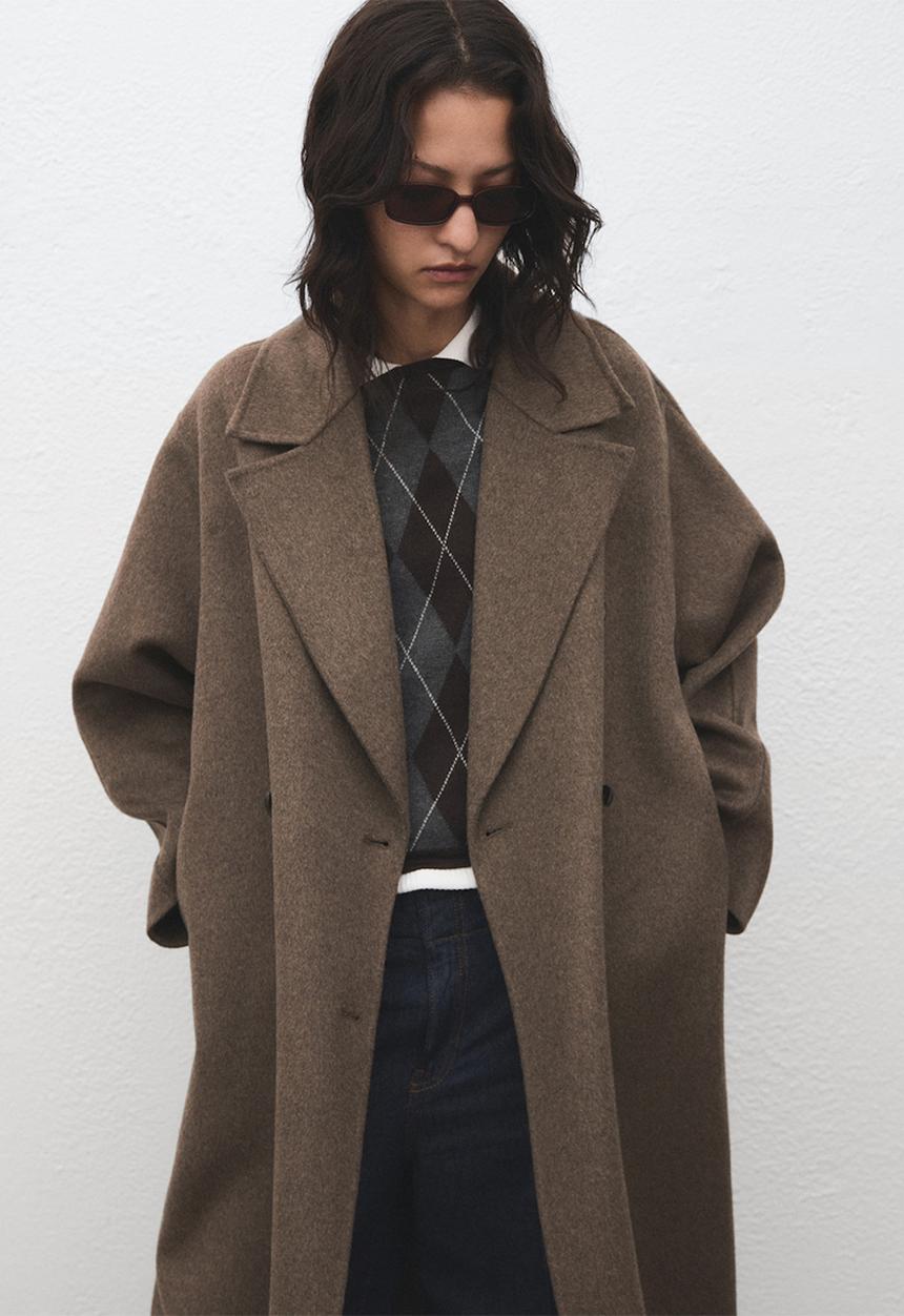 MANGO - Coat picarol  -  medium brown