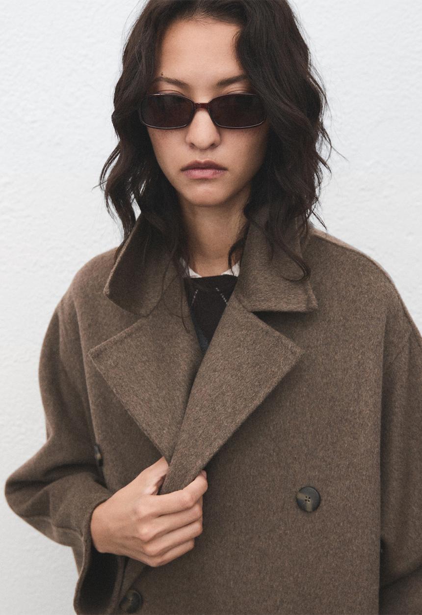 MANGO - Coat picarol  -  medium brown