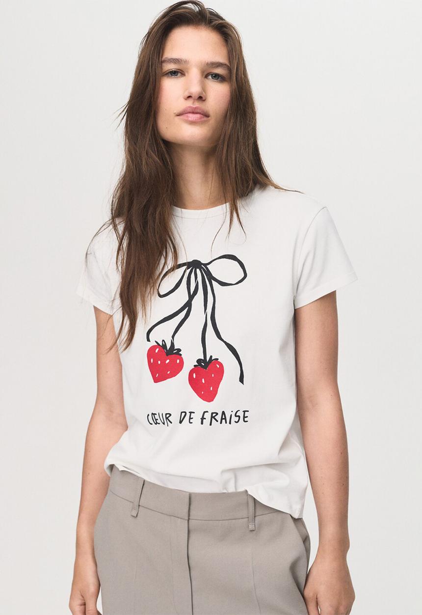 MANGO - T-shirt ilustra  -  white