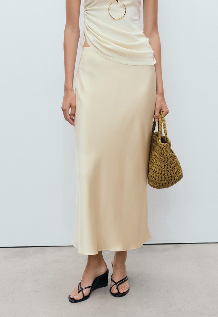 MANGO - Skirt mia - light pastel yellow