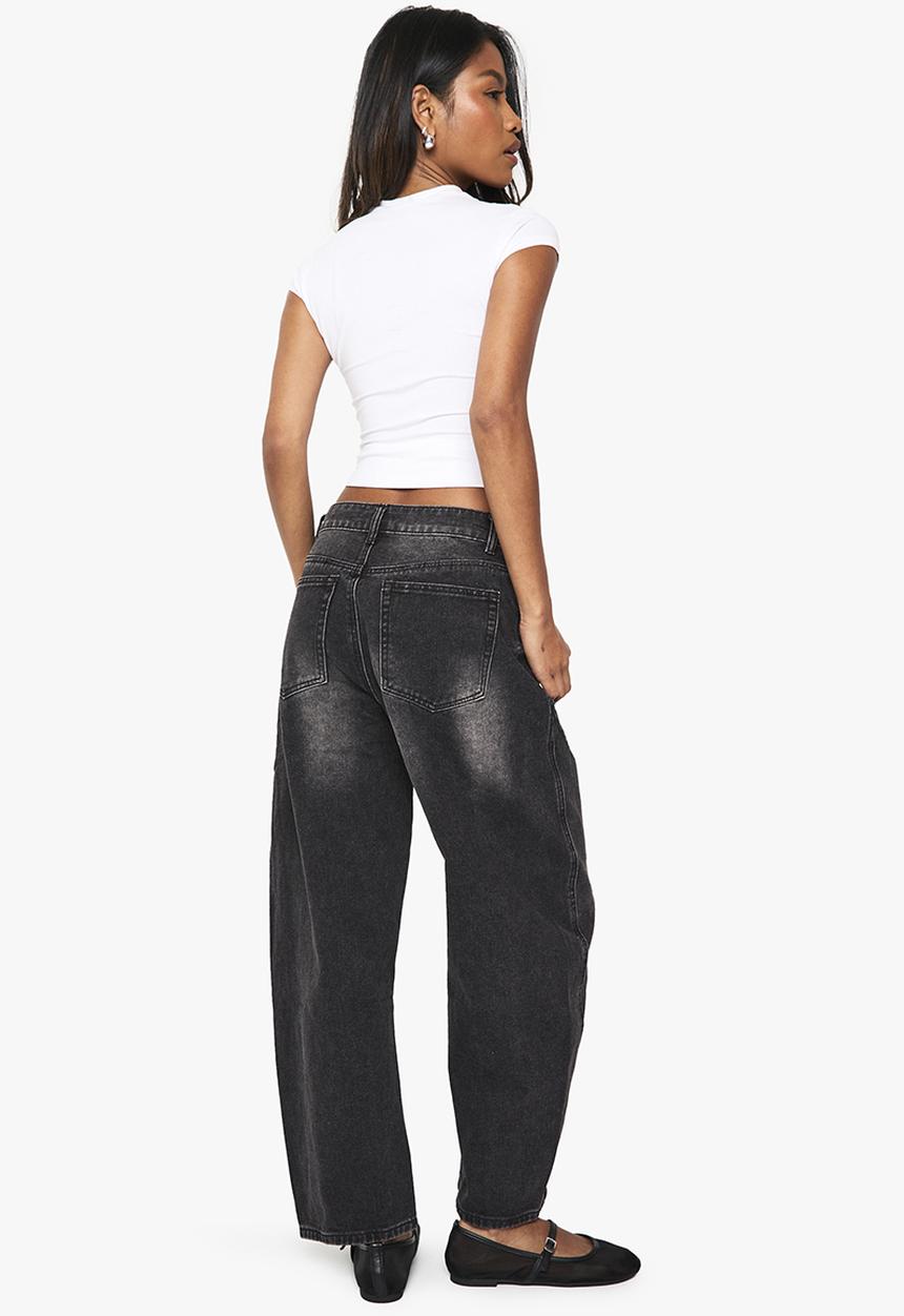 boohoo - Barrel leg denim jean - dark grey