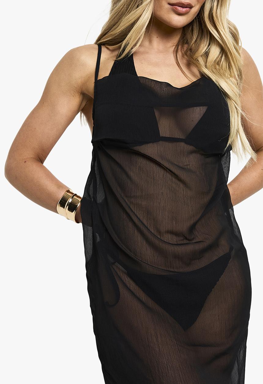 boohoo - Beachwear essentials cowl neck maxi dress - black