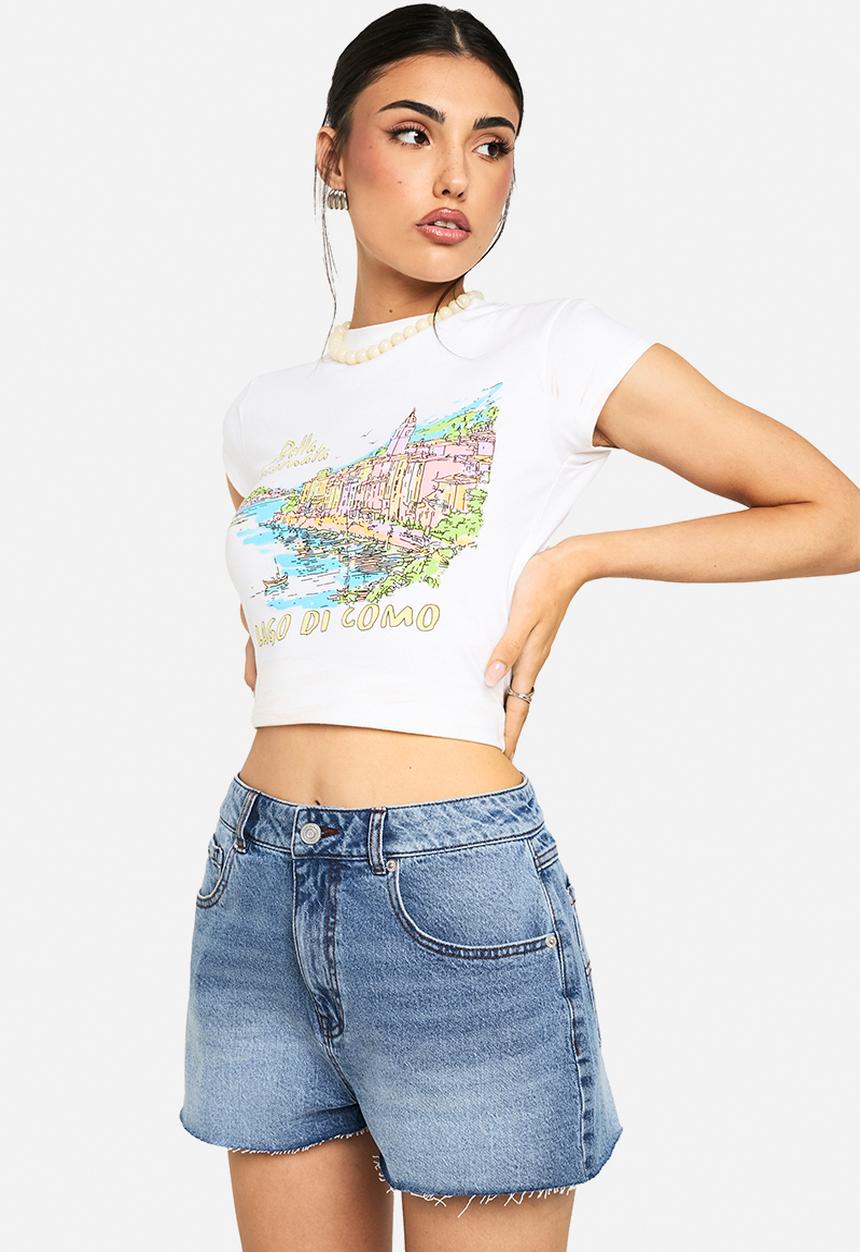 boohoo - Denim mini short -  mid wash