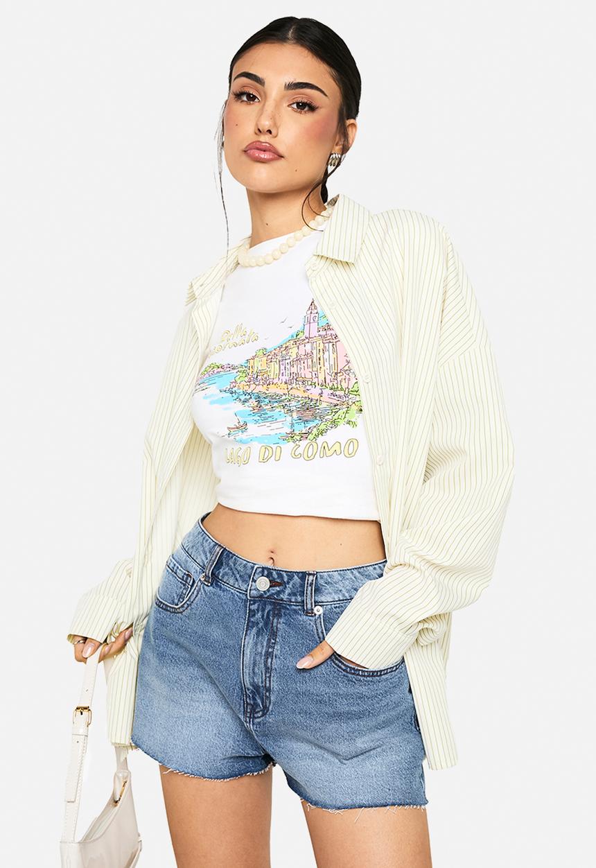 boohoo - Denim mini short -  mid wash