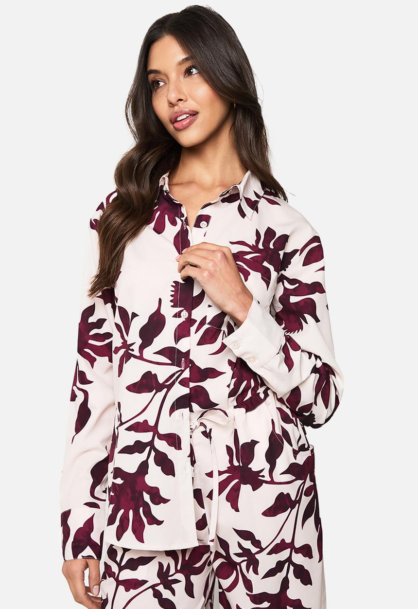boohoo - Basic woven large floral long sleeve shirt - purple
