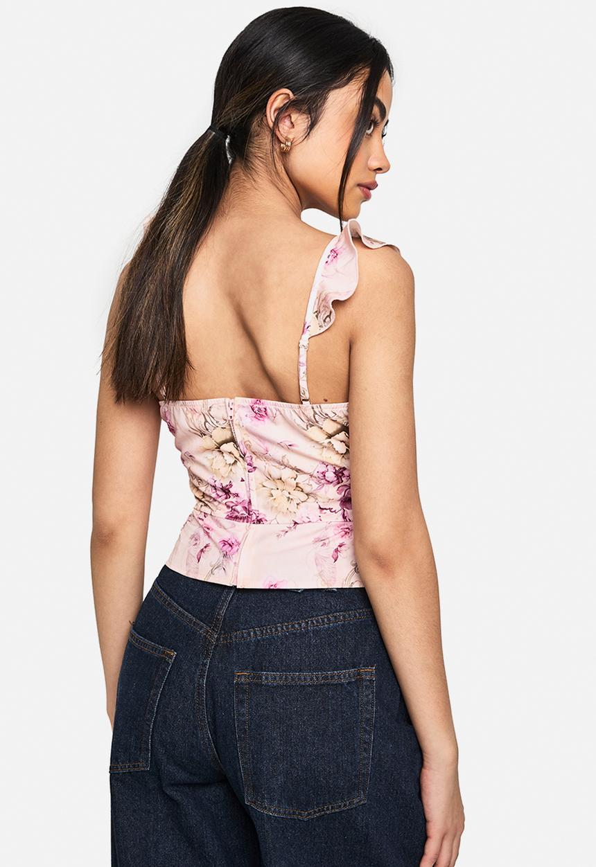 boohoo - Woven ruffle shoulder top - soft pink