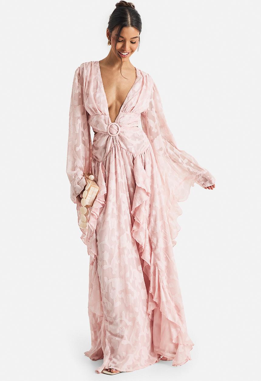 boohoo - Textured split cut out maxi dress - pink