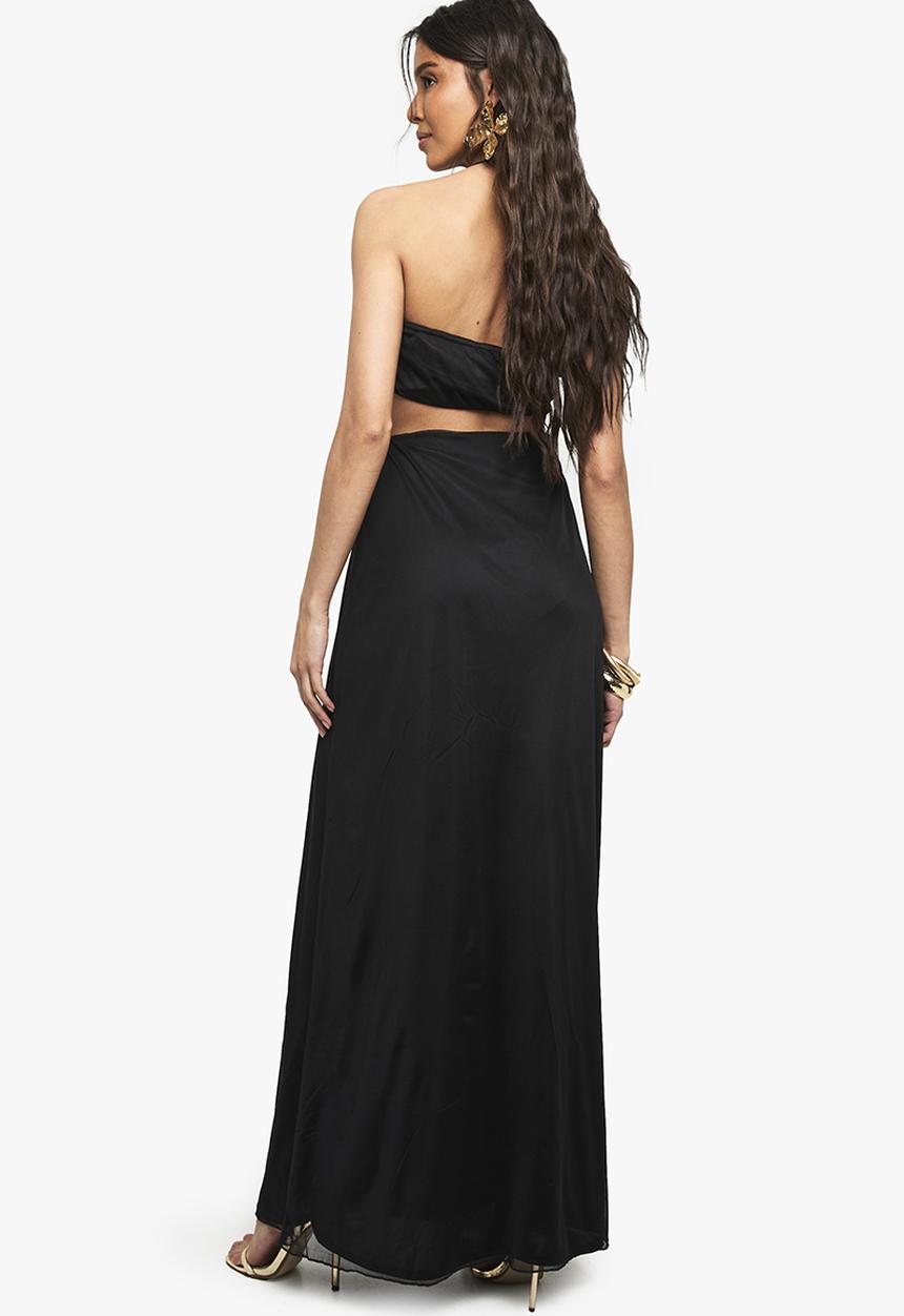 boohoo - Slinky cut out halter maxi dress - black