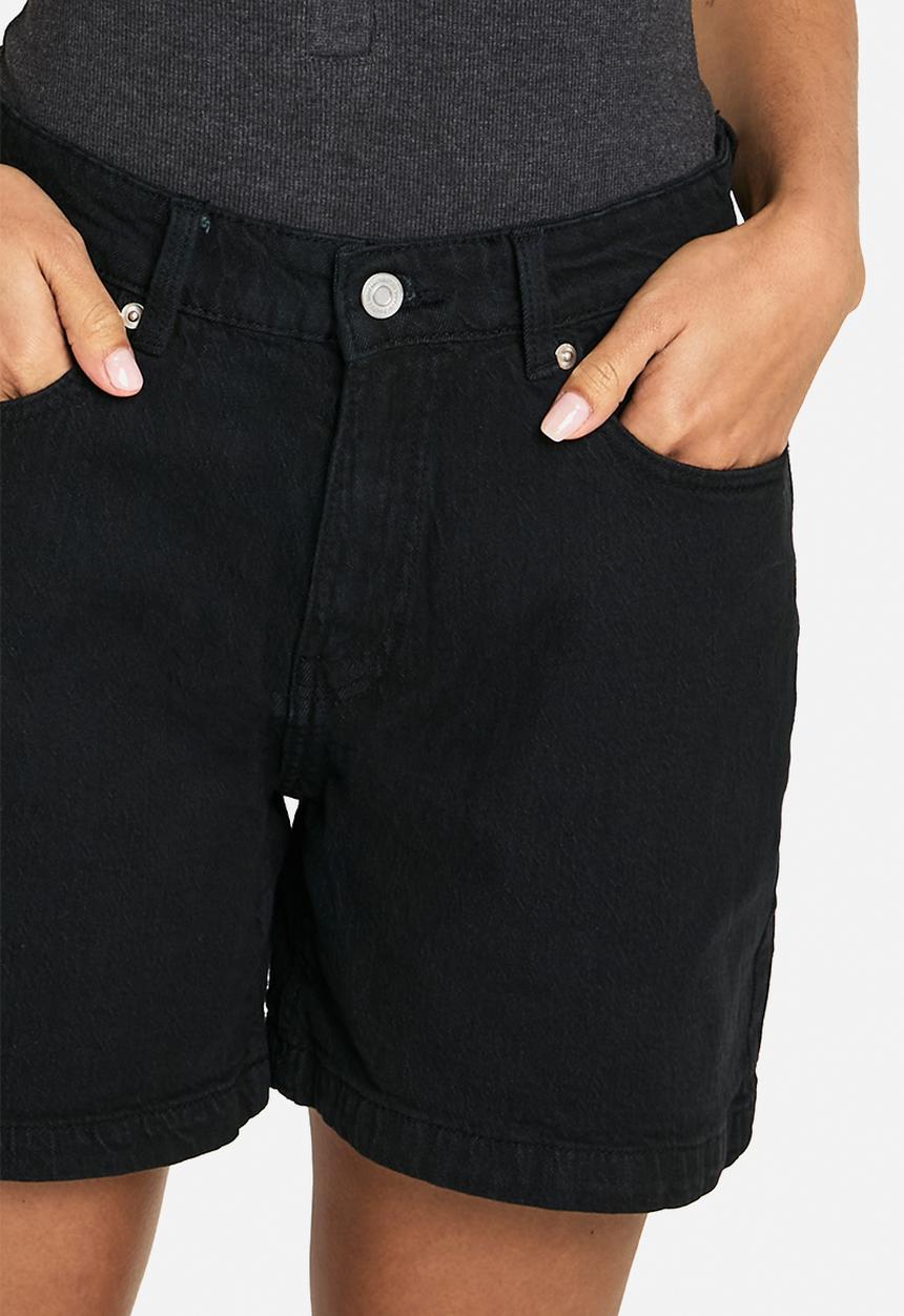 boohoo - Denim boyfriend short -  true black