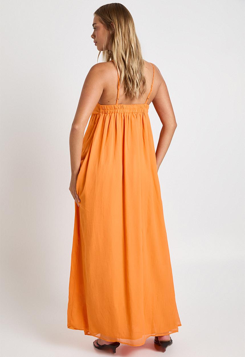 boohoo - Chiffon strappy volume maxi dress - orange