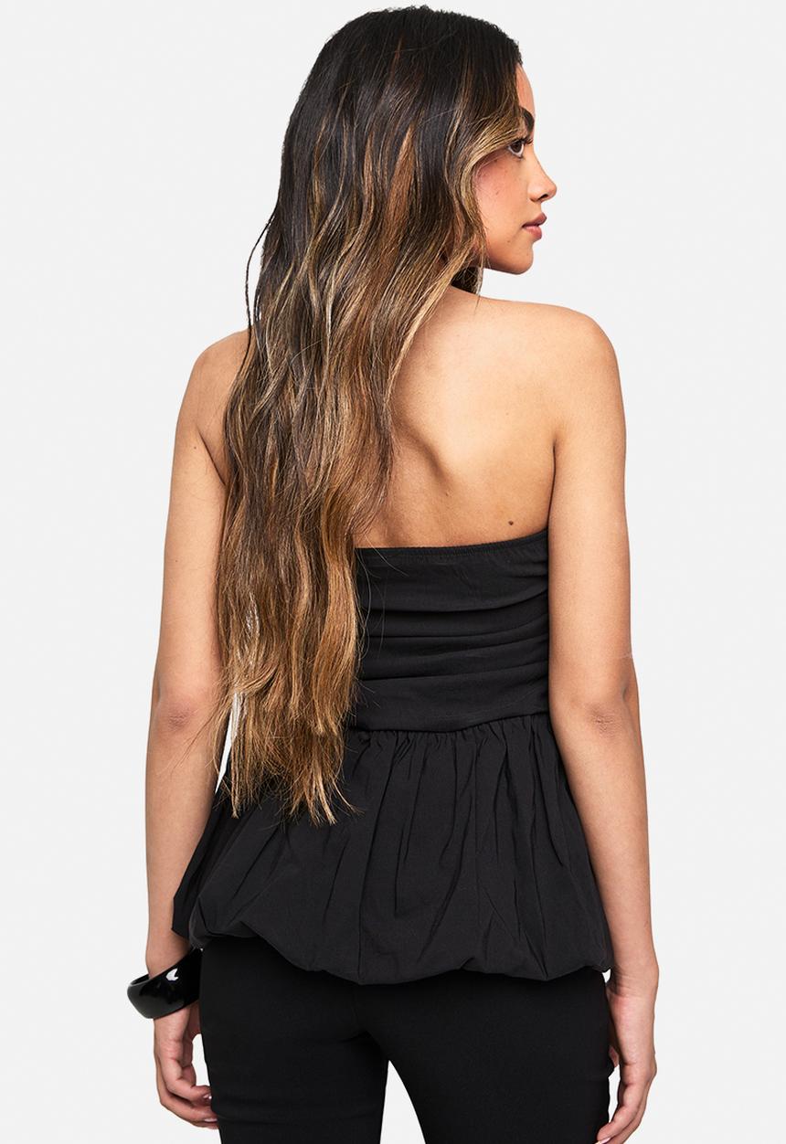 boohoo - Bengaline bandeau puffball top - black