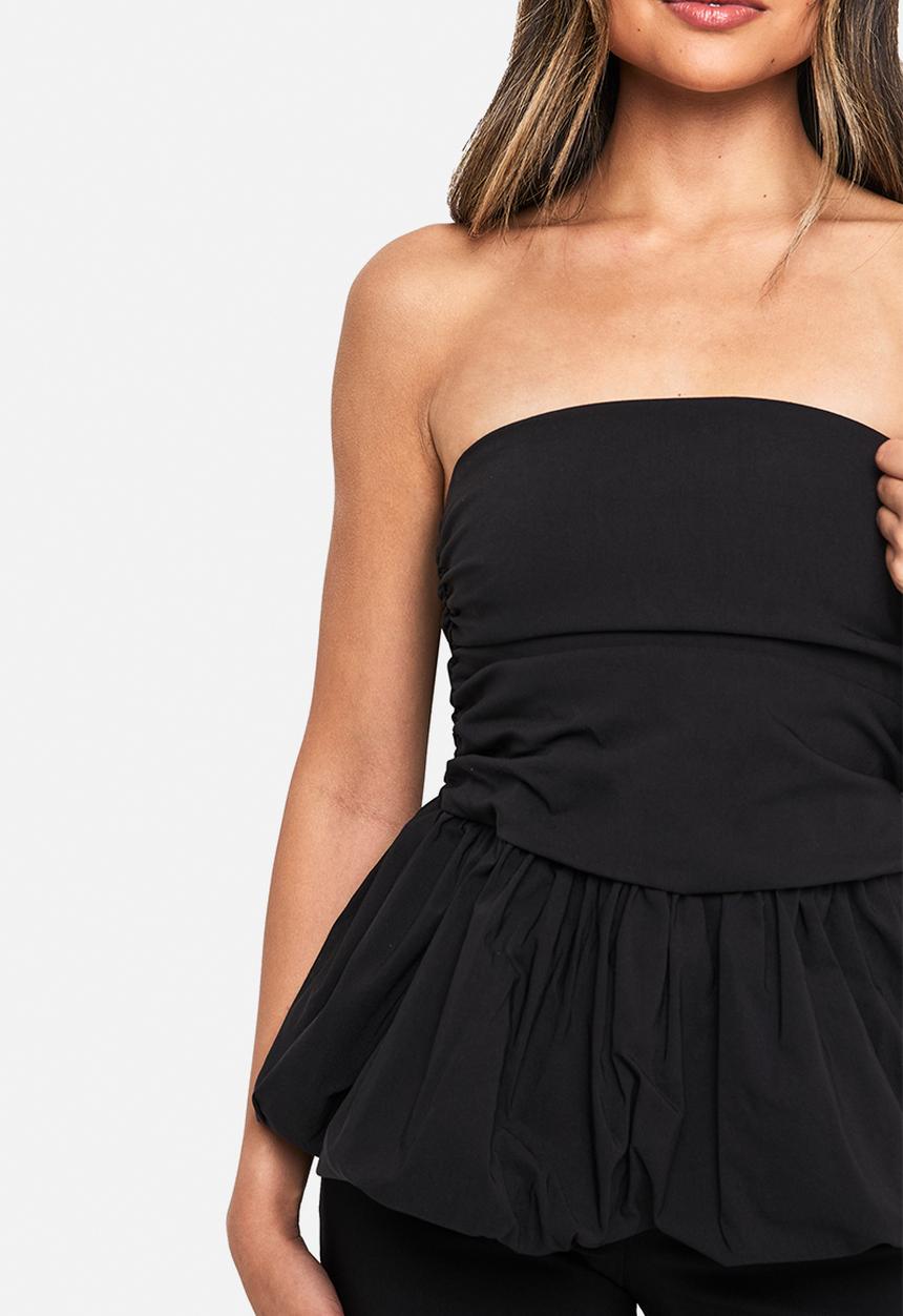 boohoo - Bengaline bandeau puffball top - black