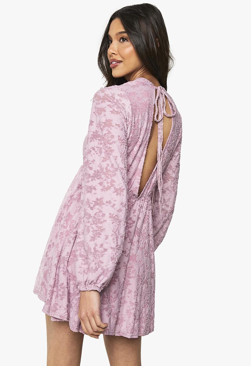 boohoo - Floral burnout plunge skater mini dress - pink