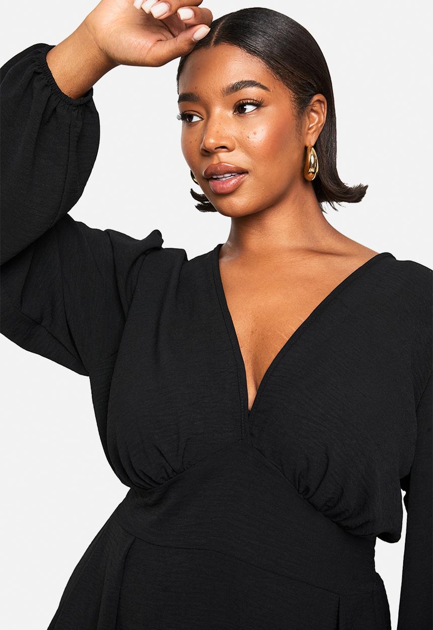boohoo - Plus a line skater dress - black
