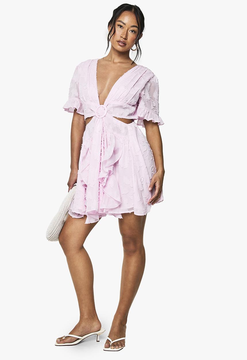 boohoo - Burnout floral angel sleeve skater dress - pink