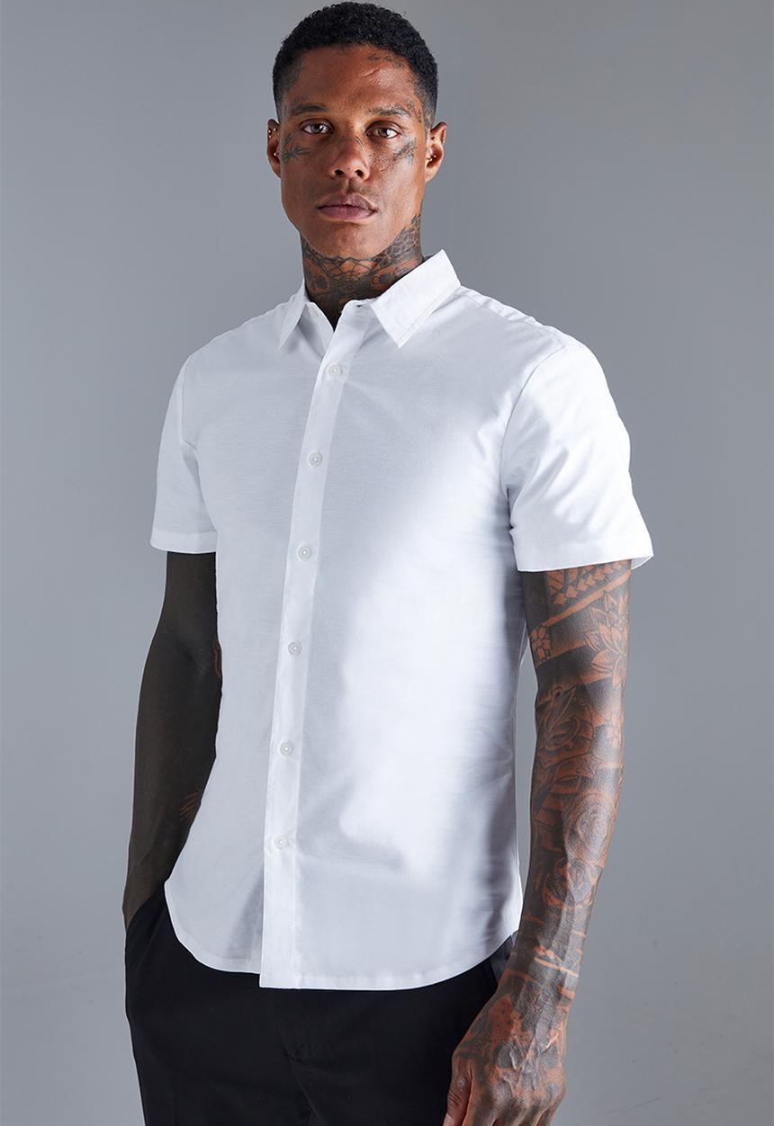 boohooMAN - Short Sleeve Slim Fit Shirt - white